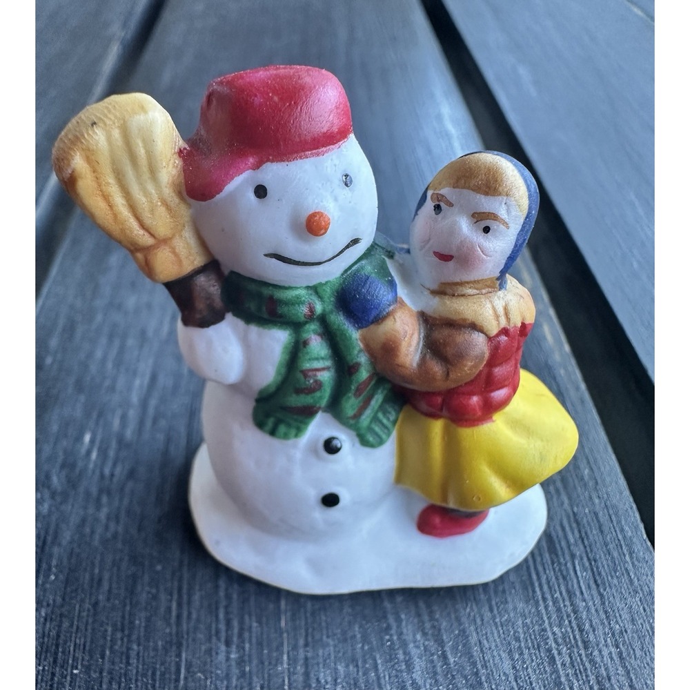 Lemax Snow Christmas Village‎ Victorian Little Girl and Snowman Figurine 1996